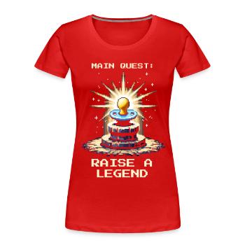 Quête principale : Élever une légende | Parents - T-shirt bio Premium Femme - rouge - Devant - Mia (176cm)