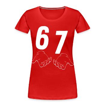 67 Six Seven - Frauen Premium Bio T-Shirt - Rot - Vorne - Mia (176cm)