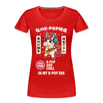K-Pop und chill in meinem K-Pop-Ära-Einhorn seit 1980 - Frauen Premium Bio T-Shirt - Rot - Vorne - Mia (176cm)