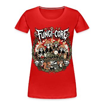 Fungi Core Pilz Rock Band Motiv - Frauen Premium Bio T-Shirt - Rot - Vorne - Mia (176cm)