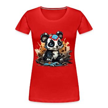 Panda Bauklotz Charm - Frauen Premium Bio T-Shirt - Rot - Vorne - Mia (176cm)