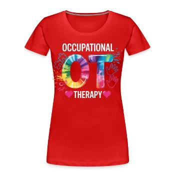 Buntes OT Logo Ergotherapie - Frauen Premium Bio T-Shirt - Rot - Vorne - Mia (176cm)