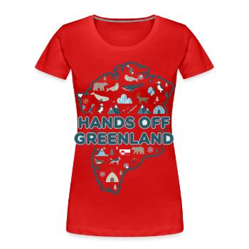 Hands Off Grönland Europa steht zusammen - Frauen Premium Bio T-Shirt - Rot - Vorne - Mia (176cm)