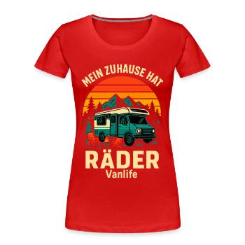 My Home Has Wheels | Vanlife Camper - Women's Premium Organic T-Shirt - red - Front - Mia (176cm)