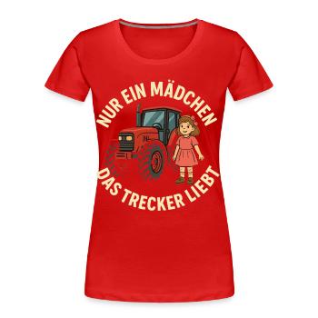 Juste une fille qui adore les tracteurs - T-shirt bio Premium Femme - rouge - Devant - Mia (176cm)