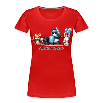 False Party – Knight, Rogue, Mage & Birth - Women's Premium Organic T-Shirt - red - Front - Mia (176cm)