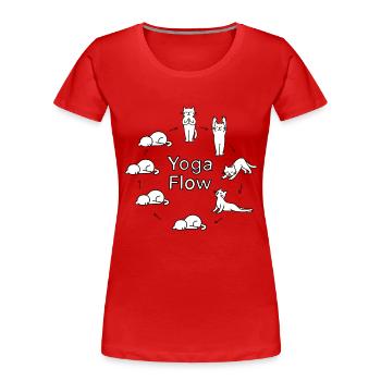 Chat Yoga Flow Honest Sun Salutation Ligne noire - T-shirt bio Premium Femme - rouge - Devant - Mia (176cm)