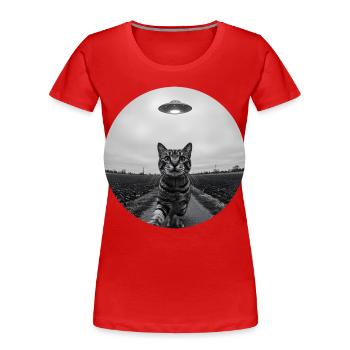 Design drôle d’extraterrestre d’un chat spatial OVNI - T-shirt bio Premium Femme - rouge - Devant - Mia (176cm)