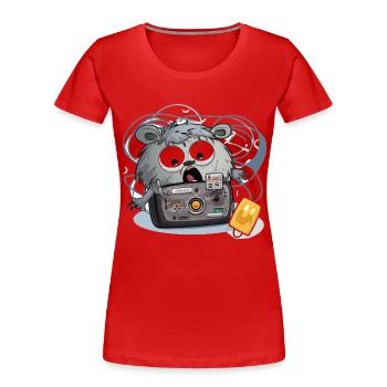 Kamera Panda Chaos - Frauen Premium Bio T-Shirt - Rot - Vorne - Mia (176cm)