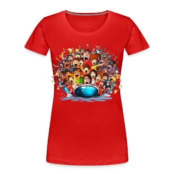 Jubelnde Massen auf Boot - Frauen Premium Bio T-Shirt - Rot - Vorne - Mia (176cm)