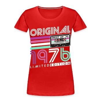 Cadeau d’anniversaire pour le 50e anniversaire 1976 Vintage Retro - T-shirt bio Premium Femme - rouge - Devant - Mia (176cm)