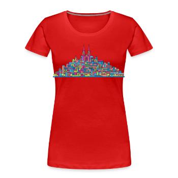 Moderne Linienkunst der Stadtsilhouette der Stadt Lausanne - Frauen Premium Bio T-Shirt - Rot - Vorne - Mia (176cm)