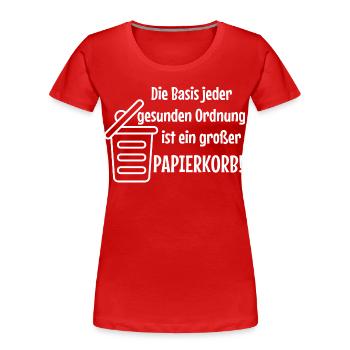 Ordre de base : Grande corbeille à papier Witzer Dit Office - T-shirt bio Premium Femme - rouge - Devant - Mia (176cm)