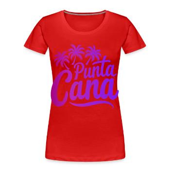 Punta Cana Caribbean Vacation with Palm Trees - Women's Premium Organic T-Shirt - red - Front - Mia (176cm)