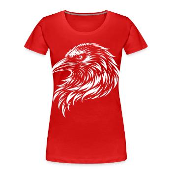 Tribal Raven – Mystic Bird Motif - Women's Premium Organic T-Shirt - red - Front - Mia (176cm)
