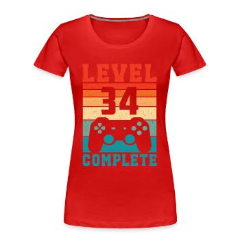 34th Birthday Level 34 Complete 34 Years Gamer - Women's Premium Organic T-Shirt - red - Front - Mia (176cm)