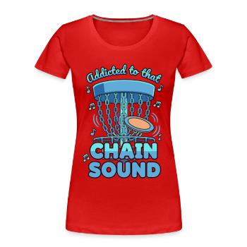 Accro à ce disque drôle de disque de golf à son en chaîne - T-shirt bio Premium Femme - rouge - Devant - Mia (176cm)