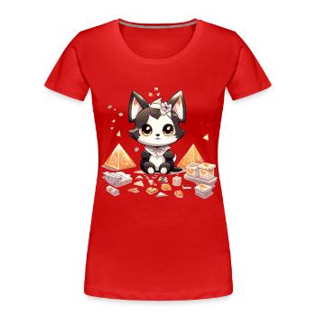 Chibi-Hundewelpe Diamantenschatz - Frauen Premium Bio T-Shirt - Rot - Vorne - Mia (176cm)