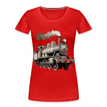 Klassische Dampflok im Retrolook - Frauen Premium Bio T-Shirt - Rot - Vorne - Mia (176cm)