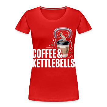 Kaffee & Kettlebells Duo - Frauen Premium Bio T-Shirt - Rot - Vorne - Mia (176cm)
