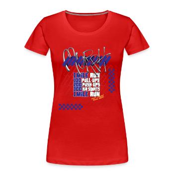 Version graphique légère Murph Hero WOD CrossTraining - T-shirt bio Premium Femme - rouge - Devant - Mia (176cm)