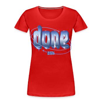 Conception orbitale 2026 réalisée - T-shirt bio Premium Femme - rouge - Devant - Mia (176cm)