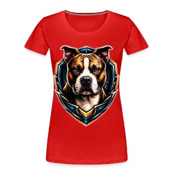 American Staffordshire Head - T-shirt bio Premium Femme - rouge - Devant - Mia (176cm)