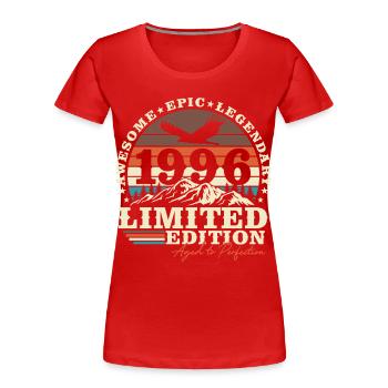Cadeau rétro pour le 30e anniversaire 1996 - T-shirt bio Premium Femme - rouge - Devant - Mia (176cm)
