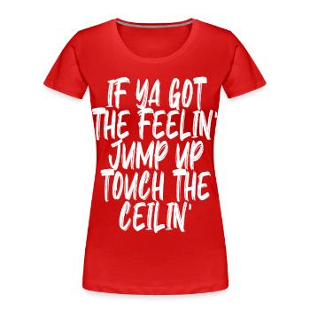 Jump Around - Frauen Premium Bio T-Shirt - Rot - Vorne - Mia (176cm)