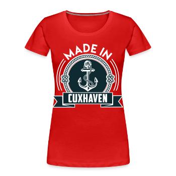 Nordsee Urlaub MADE IN CUXHAVEN Lustiges - Frauen Premium Bio T-Shirt - Rot - Vorne - Mia (176cm)