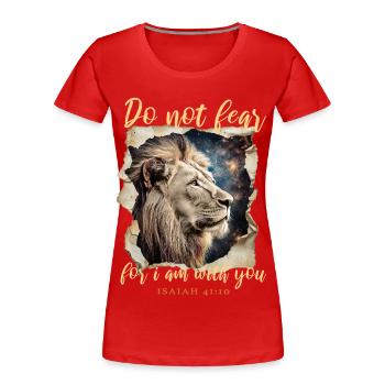 Löwe Bibelvers - Frauen Premium Bio T-Shirt - Rot - Vorne - Mia (176cm)
