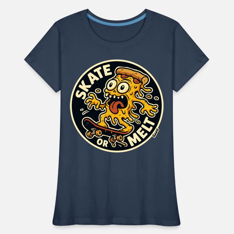 Skate oder Melt Käse Pizza Monster Skateboard Frauen Premium Bio T-Shirt