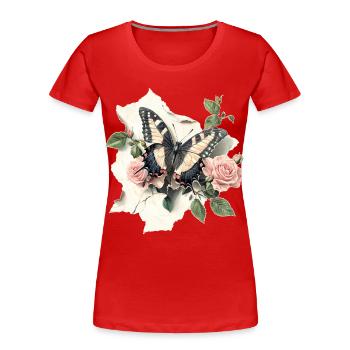 Vintage papillon - T-shirt bio Premium Femme - rouge - Devant - Mia (176cm)