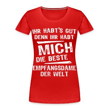 Réceptionniste - T-shirt bio Premium Femme - rouge - Devant - Mia (176cm)