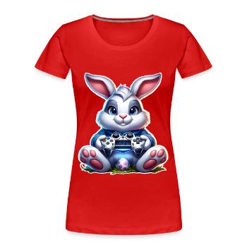 Osterhase Gaming Gamer - Frauen Premium Bio T-Shirt - Rot - Vorne - Mia (176cm)