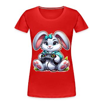 Osterhase Gaming - Frauen Premium Bio T-Shirt - Rot - Vorne - Mia (176cm)