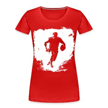 Art de rue du rugby - T-shirt bio Premium Femme - rouge - Devant - Mia (176cm)