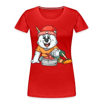 Curlingspieler Eisbär - Frauen Premium Bio T-Shirt - Rot - Vorne - Mia (176cm)