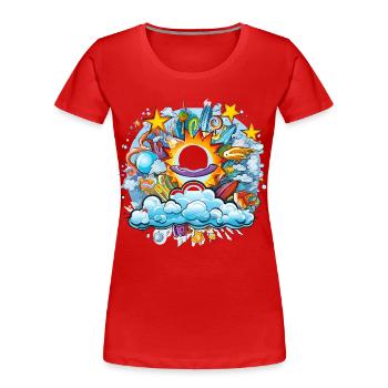 Cosmic Solar Flight Doodle - Women's Premium Organic T-Shirt - red - Front - Mia (176cm)