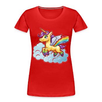 Rainbow Unicorn on Cloud - Women's Premium Organic T-Shirt - red - Front - Mia (176cm)
