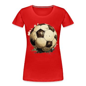 Fußball Ball - Frauen Premium Bio T-Shirt - Rot - Vorne - Mia (176cm)