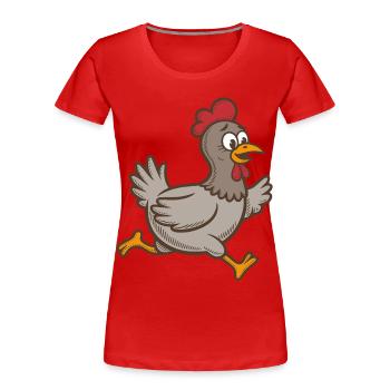 Poule coureur poule Coq coureur Coq coureur Poules coureuses - T-shirt bio Premium Femme - rouge - Devant - Mia (176cm)