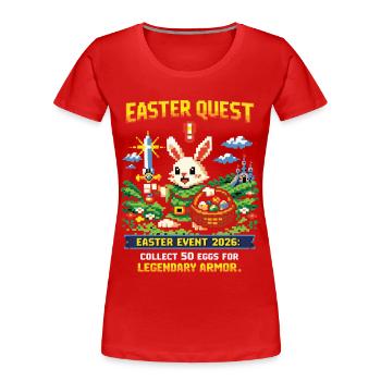 Easter Quest Pixel Bunny and Loot Basket - Women's Premium Organic T-Shirt - red - Front - Mia (176cm)