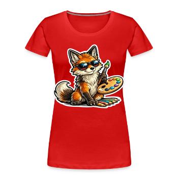 Frecher Fuchs Maler mit Palette - Frauen Premium Bio T-Shirt - Rot - Vorne - Mia (176cm)