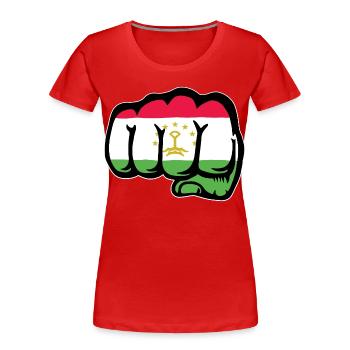 Tadschikisten_Flagge_Faust_used - Frauen Premium Bio T-Shirt - Rot - Vorne - Mia (176cm)