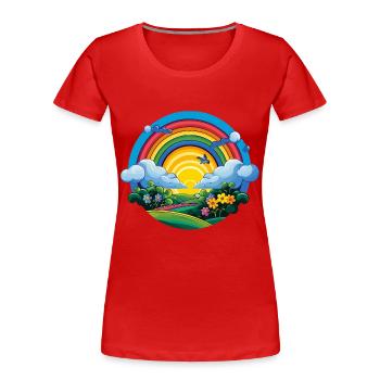 Rainbow Sunrise Spring - Women's Premium Organic T-Shirt - red - Front - Mia (176cm)