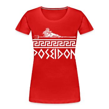 Griechischer Meeresgott (Weiß) - Frauen Premium Bio T-Shirt - Rot - Vorne - Mia (176cm)