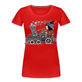 Scott - the unforgettable steam locomotive / - Women's Premium Organic T-Shirt - red - Front - Mia (176cm)