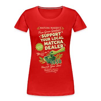 Soutenez votre revendeur local de matcha Thé vert Matcha - T-shirt bio Premium Femme - rouge - Devant - Mia (176cm)