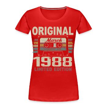 Mars 1988 Vintage mars 1988 - T-shirt bio Premium Femme - rouge - Devant - Mia (176cm)